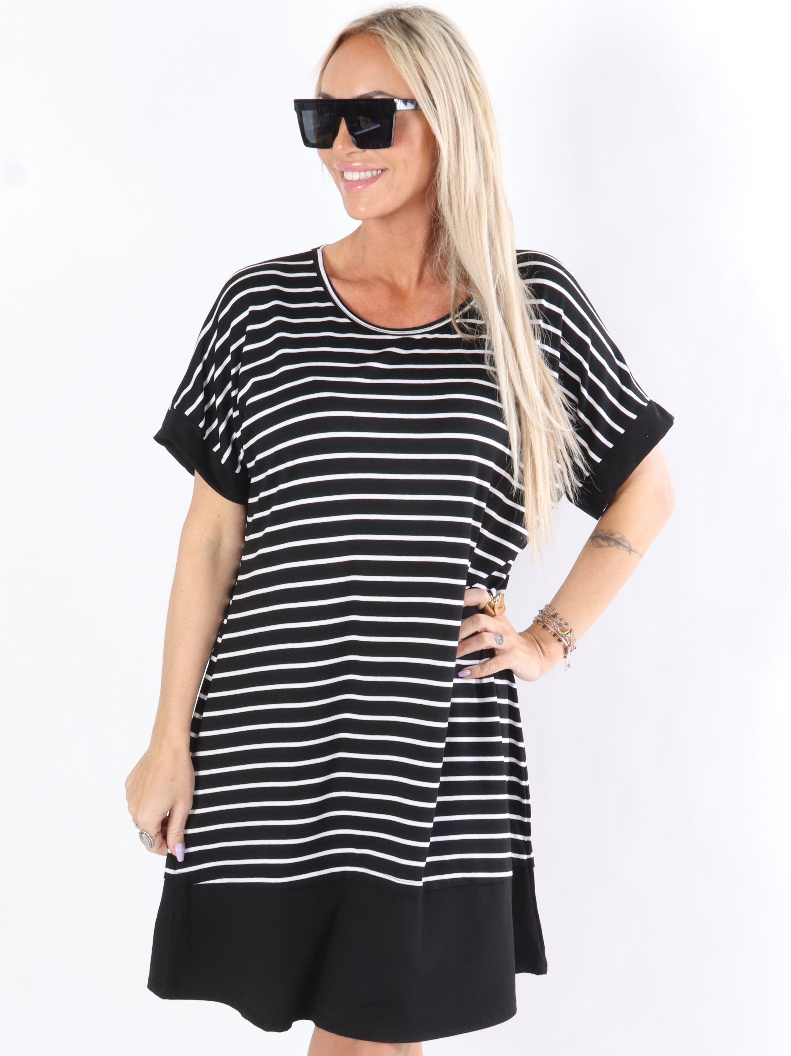 Dulce - Kjole i jerseystof med hvide striber